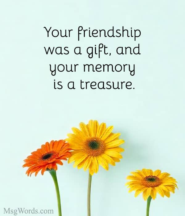 Your friendship was a gift, and your memory is a treasure.
