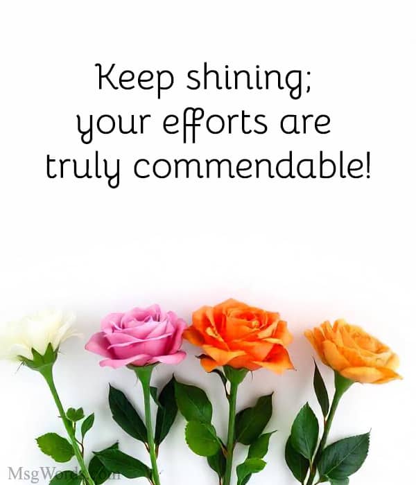 Keep shining; your efforts are truly commendable!