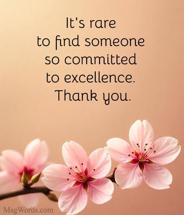 It's rare to find someone so committed to excellence. Thank you.