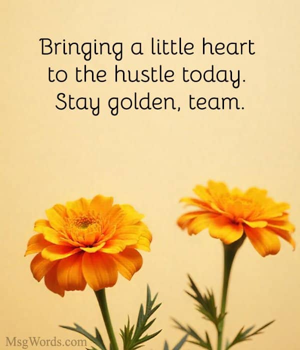 Bringing a little heart to the hustle today. Stay golden, team.