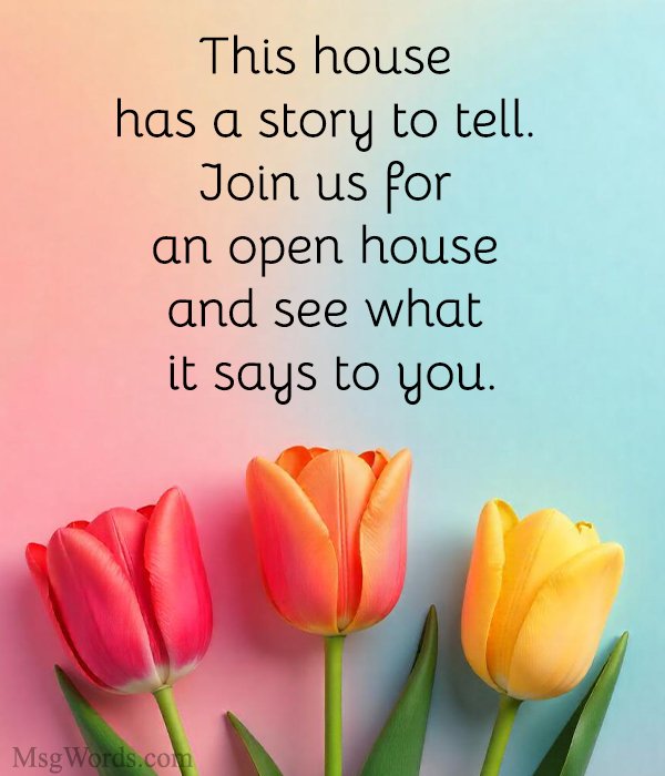 This house has a story to tell. Join us for an open house and see what it says to you.