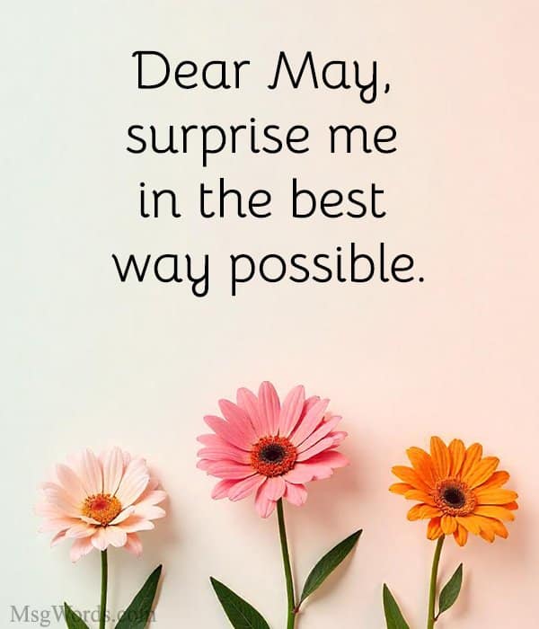 Dear May, surprise me in the best way possible.
