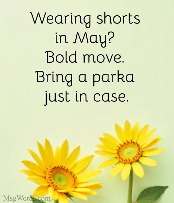 Wearing shorts in May? Bold move. Bring a parka just in case.