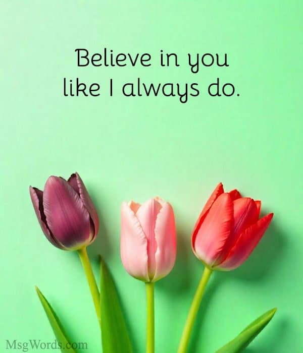 Believe in you like I always do.