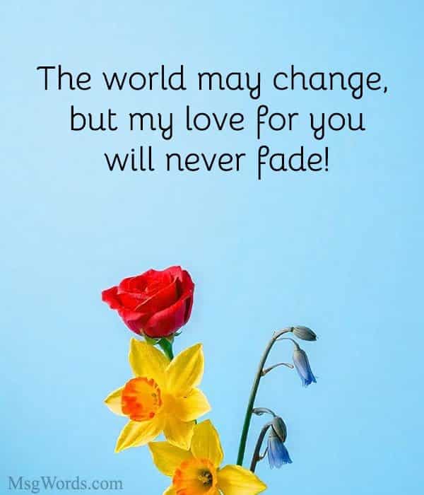 The world may change, but my love for you will never fade!