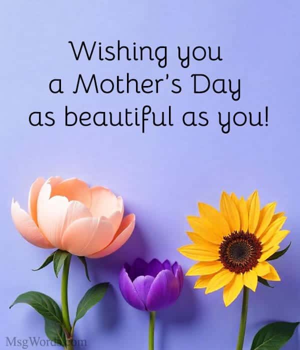 Wishing you a Mother’s Day as beautiful as you!