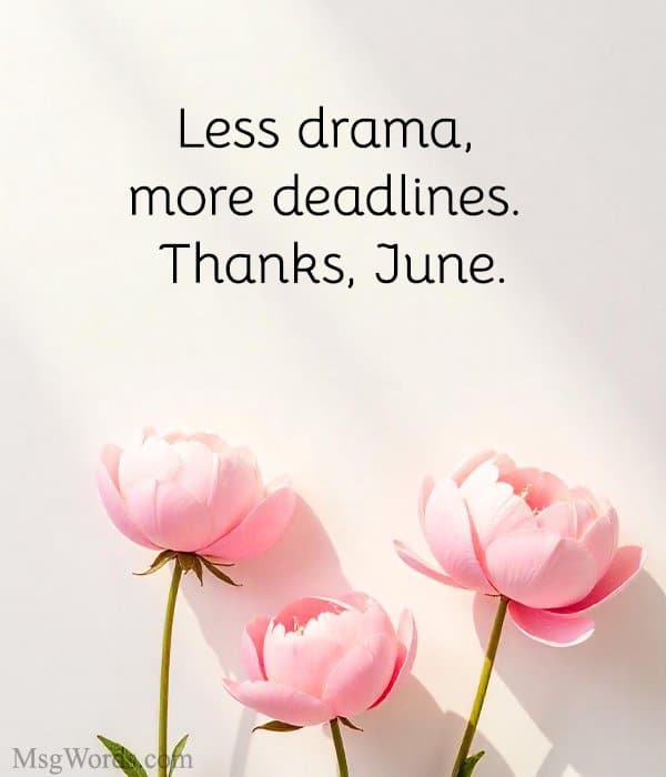 Less drama, more deadlines. Thanks, June.