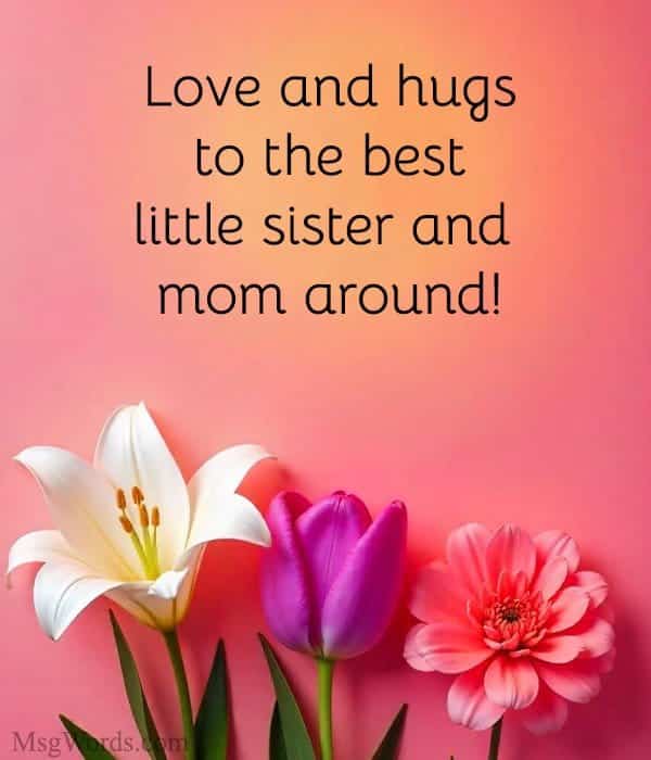 Love and hugs to the best little sister and mom around!