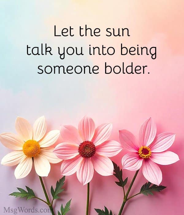 Let the sun talk you into being someone bolder.