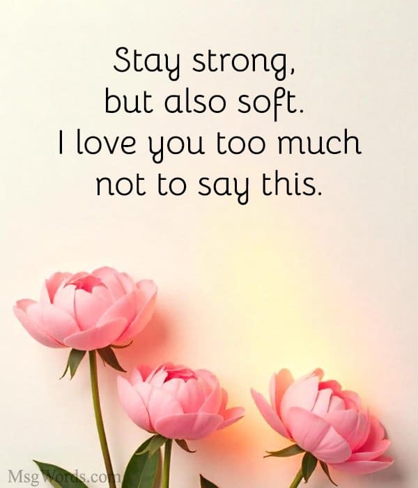 Stay strong, but also soft. I love you too much not to say this.
