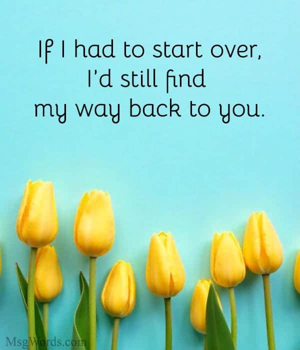 If I had to start over, I’d still find my way back to you.