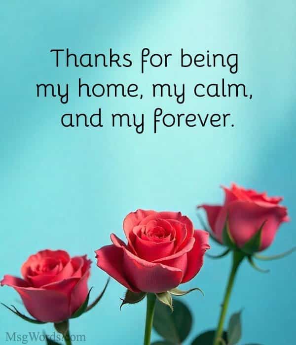 Thanks for being my home, my calm, and my forever.