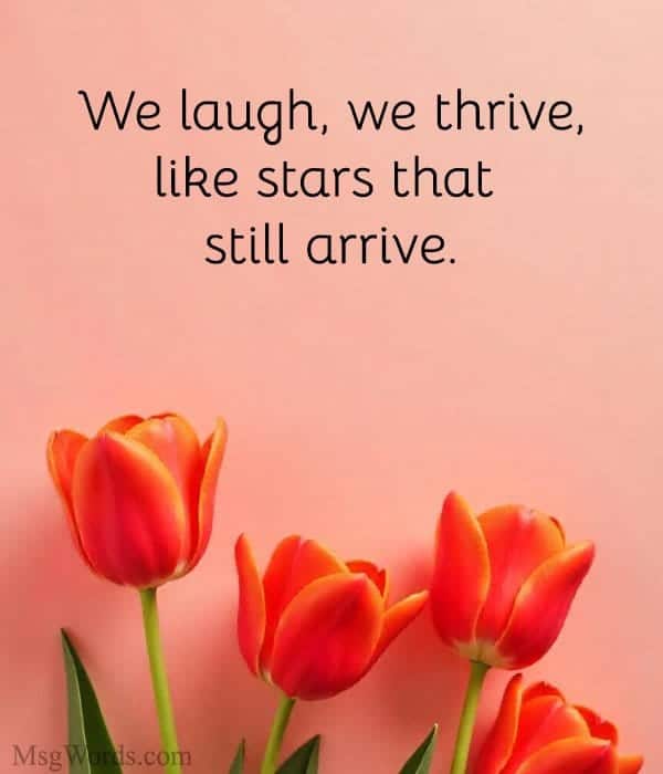 We laugh, we thrive, like stars that still arrive.