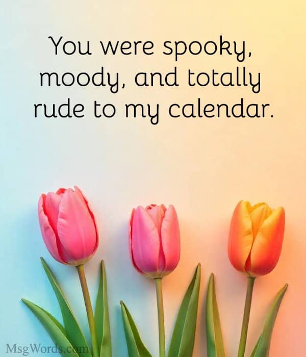 You were spooky, moody, and totally rude to my calendar.