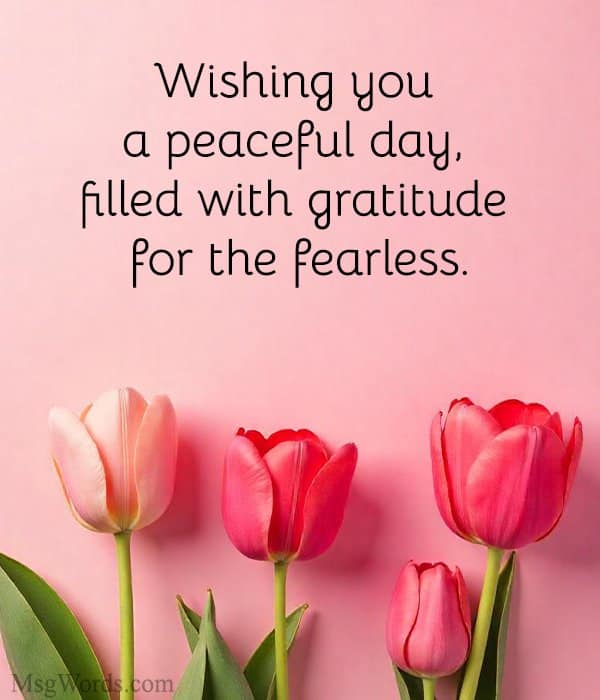 Wishing you a peaceful day, filled with gratitude for the fearless.