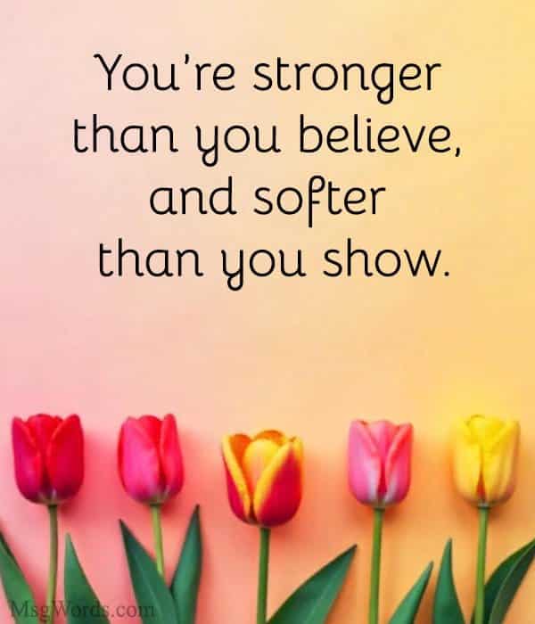 You’re stronger than you believe, and softer than you show.