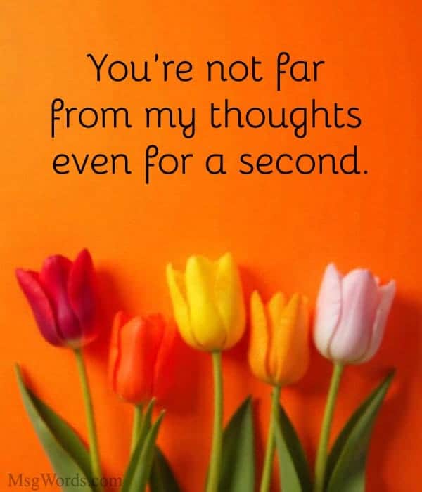 You’re not far from my thoughts even for a second.