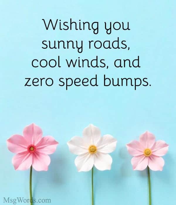 Wishing you sunny roads, cool winds, and zero speed bumps.