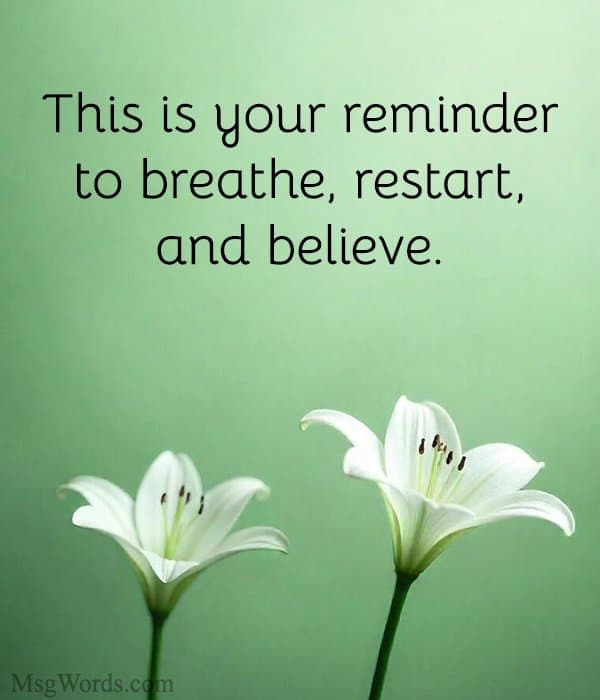 This is your reminder to breathe, restart, and believe.
