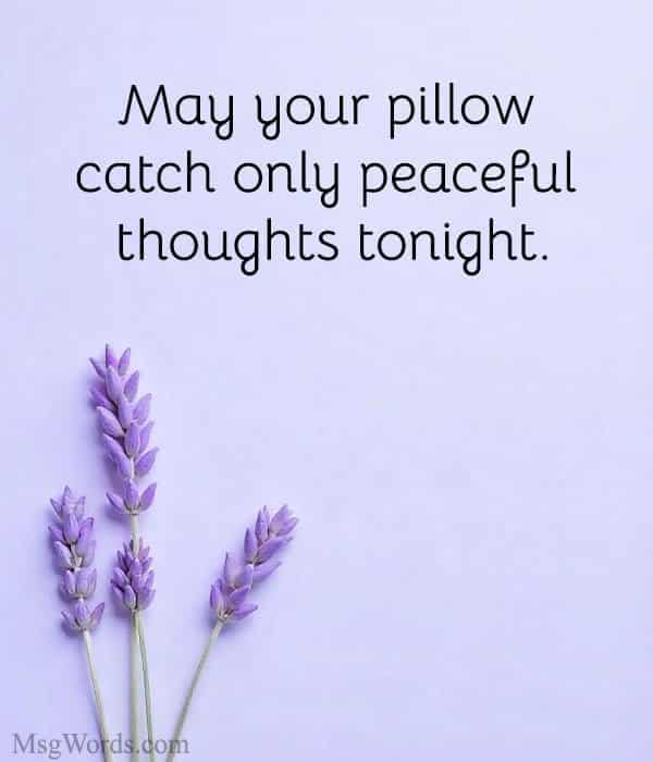 May your pillow catch only peaceful thoughts tonight.