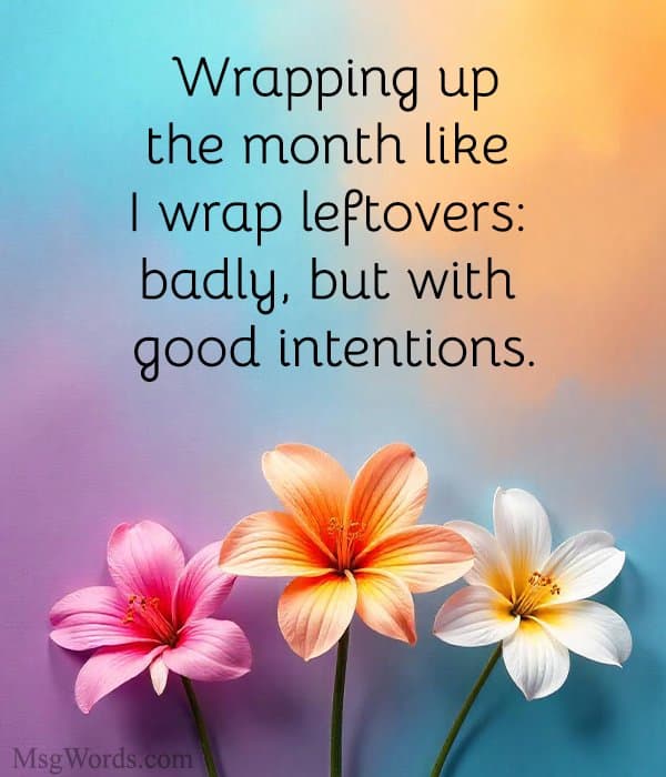 Wrapping up the month like I wrap leftovers: badly, but with good intentions.