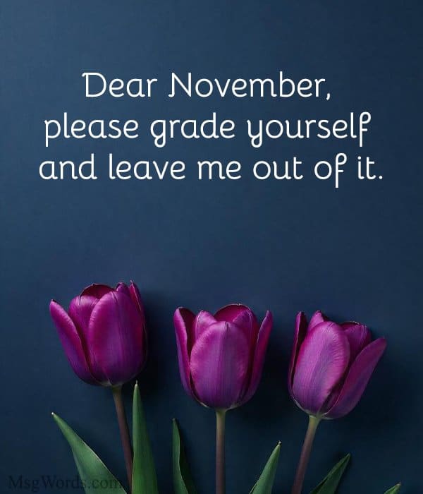 Dear November, please grade yourself and leave me out of it.