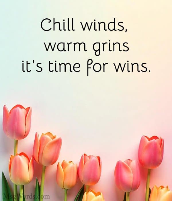 Chill winds, warm grins; it’s time for wins.
