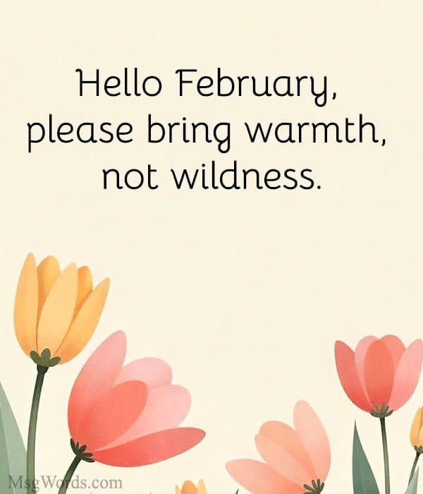 Hello February, please bring warmth, not wildness.
