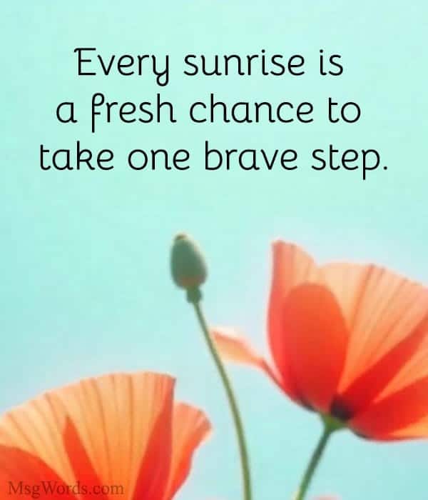 Every sunrise is a fresh chance to take one brave step.