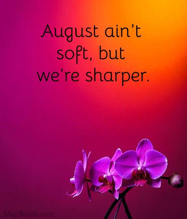 August ain’t soft, but we’re sharper.