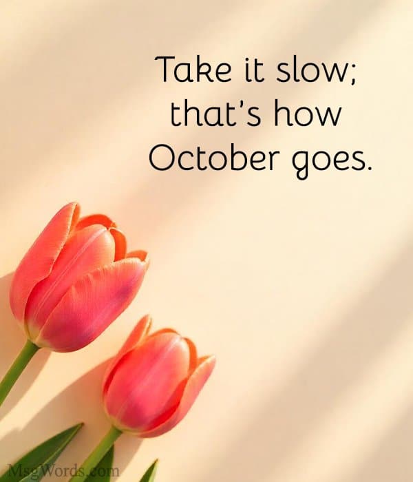 Take it slow; that’s how October goes.