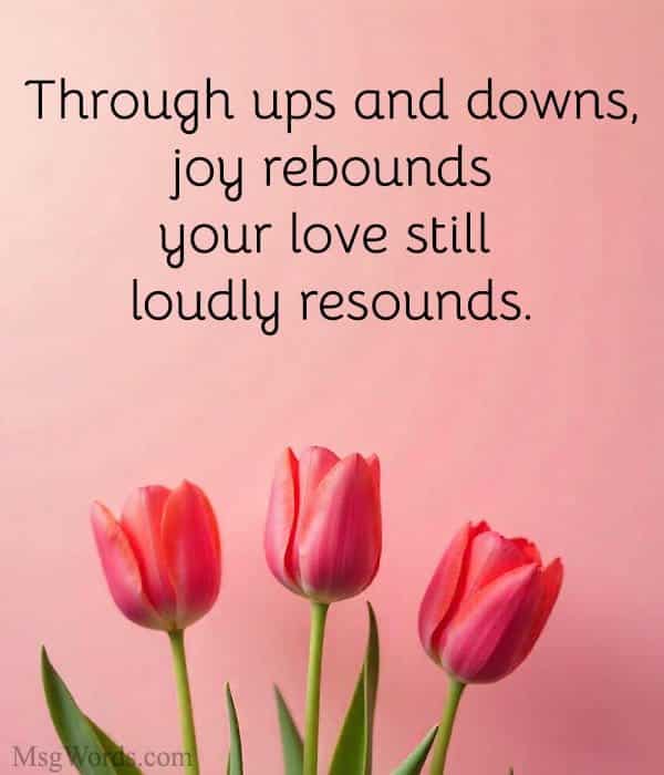 Through ups and downs, joy rebounds; your love still loudly resounds.