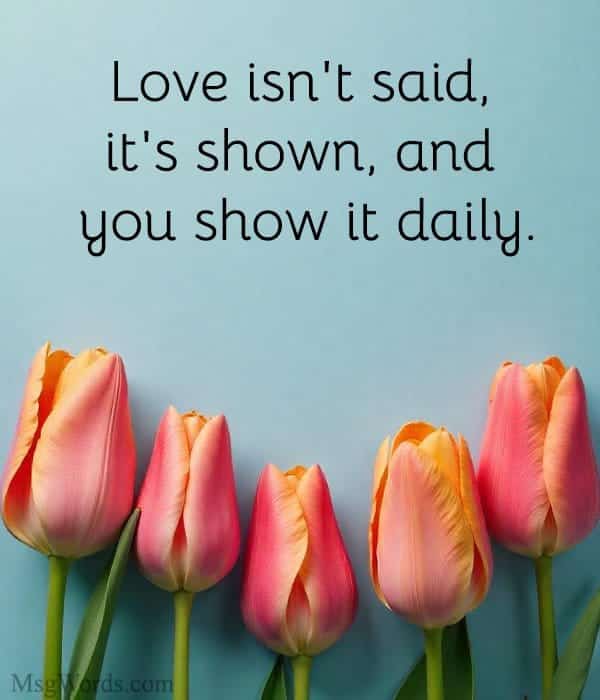 Love isn't said, it's shown; and you show it daily.