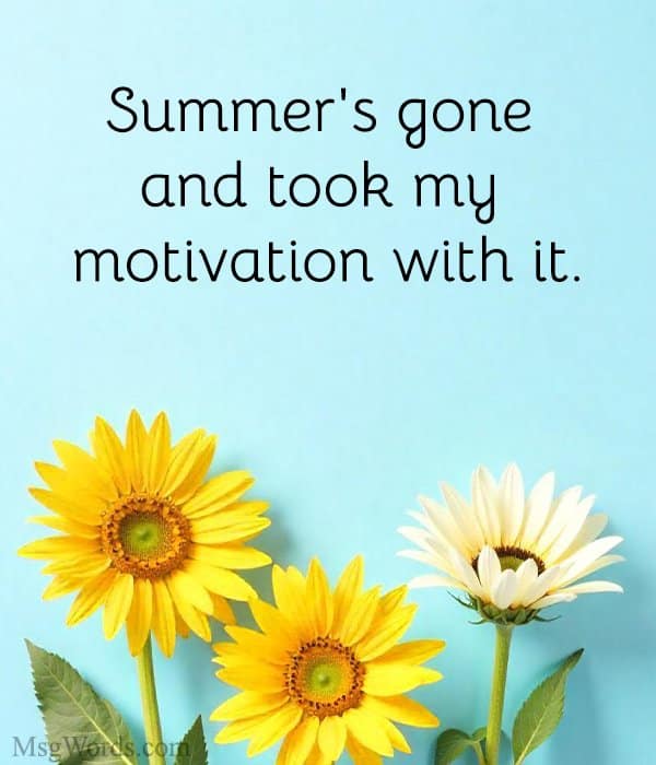 Summer's gone and took my motivation with it.