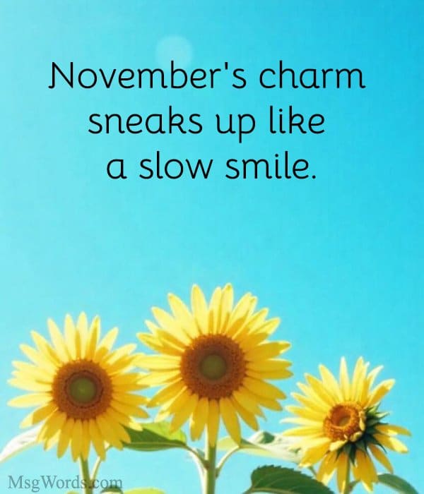 November's charm sneaks up like a slow smile.