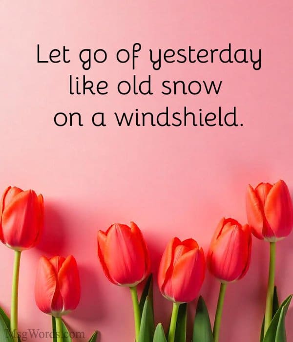 Let go of yesterday like old snow on a windshield.
