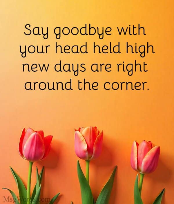Say goodbye with your head held high; new days are right around the corner.