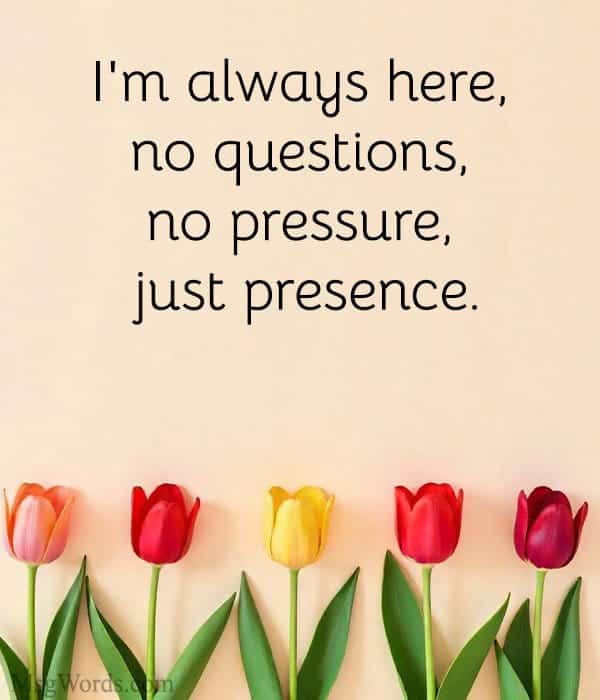 I'm always here, no questions, no pressure, just presence.