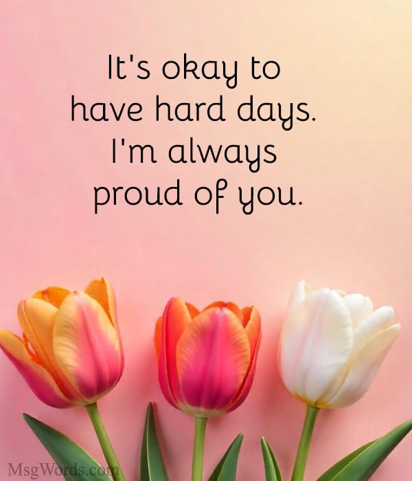 It's okay to have hard days. I'm always proud of you.