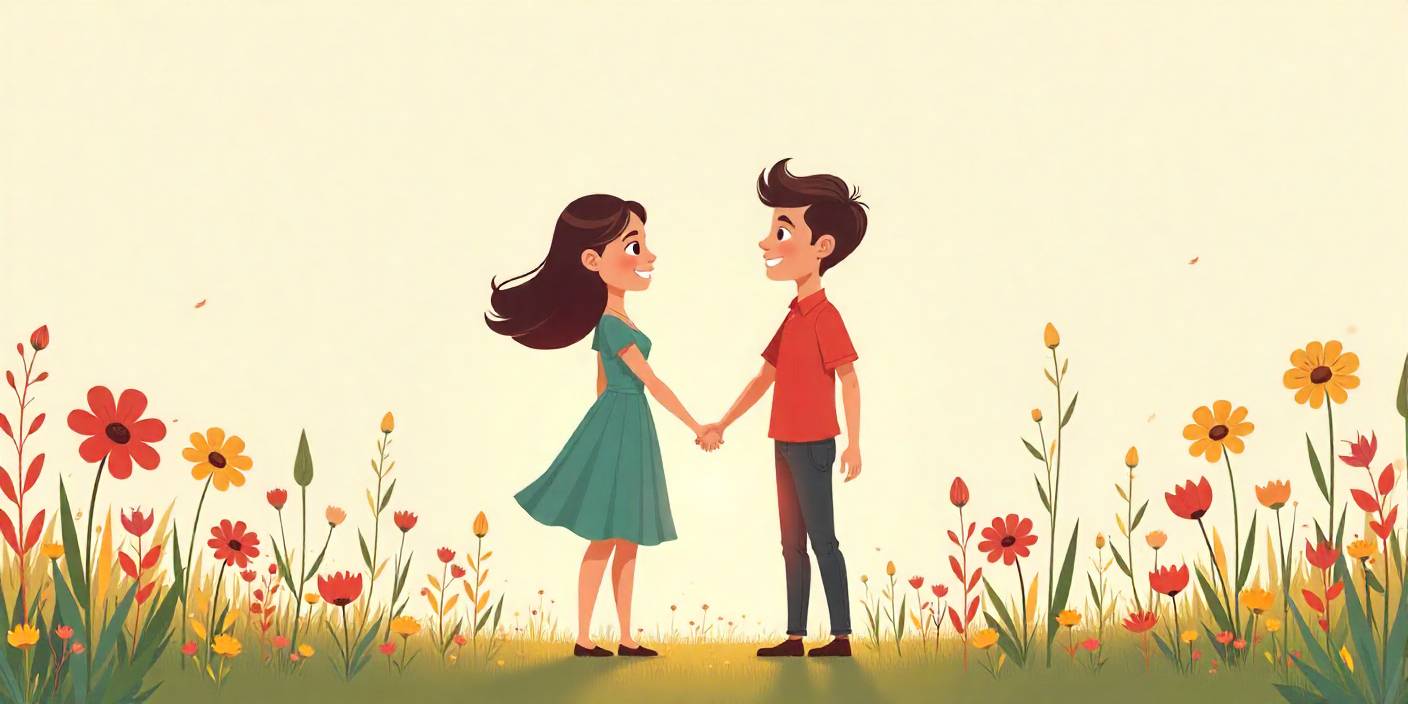 A couple admiring a floral arrangement shaped like the number two.