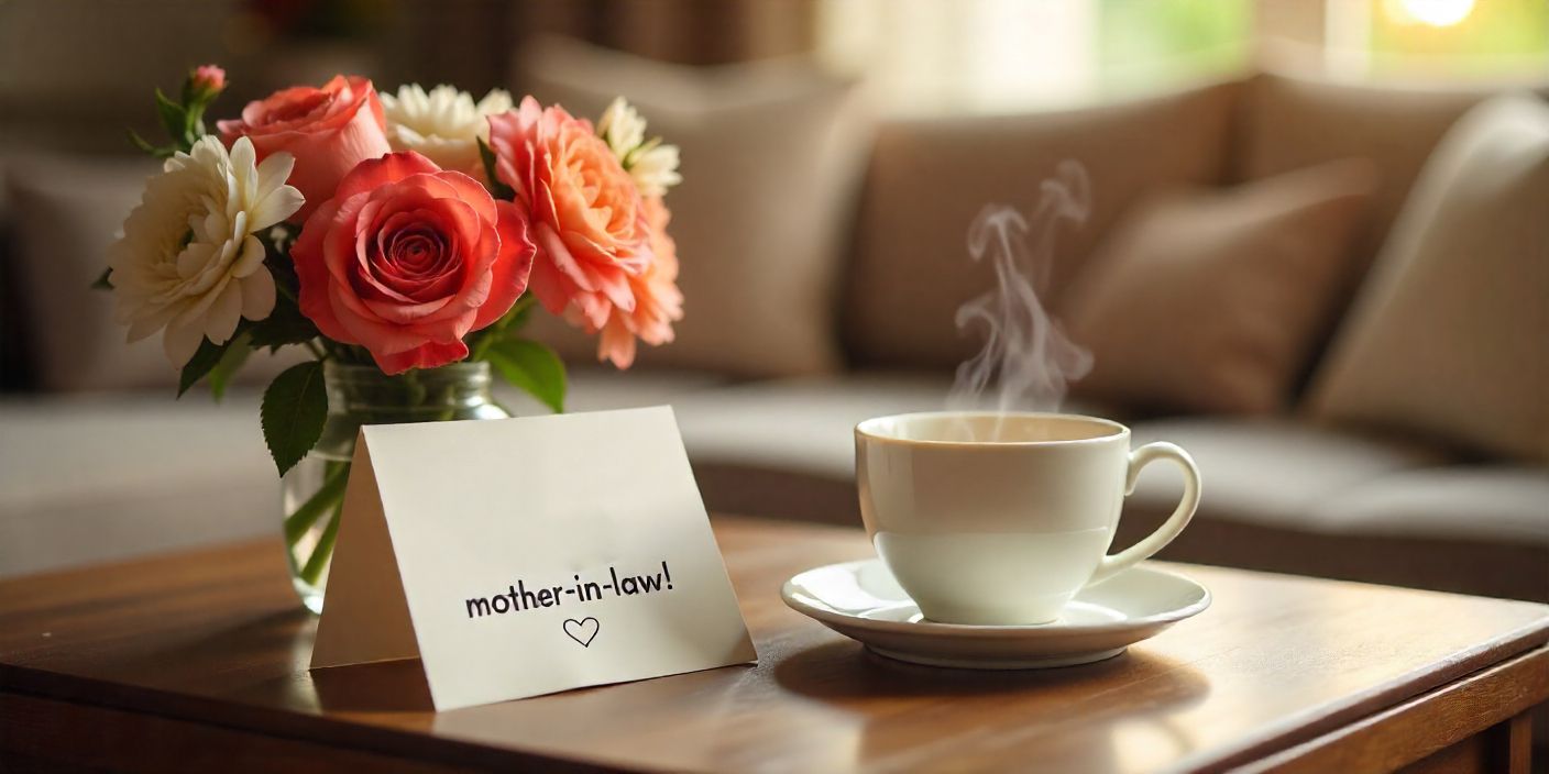 Heart-touching greeting card setup for mother-in-law expressing gratitude and affection.
