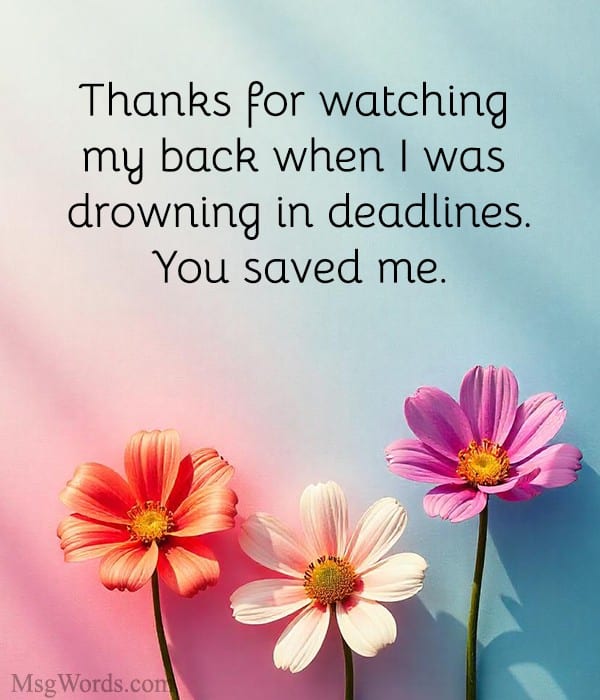 Thanks for watching my back when I was drowning in deadlines. You saved me.