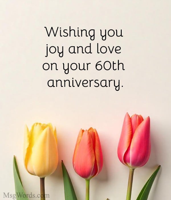 Elegant imagery reflecting short 60th wedding anniversary wishes.
