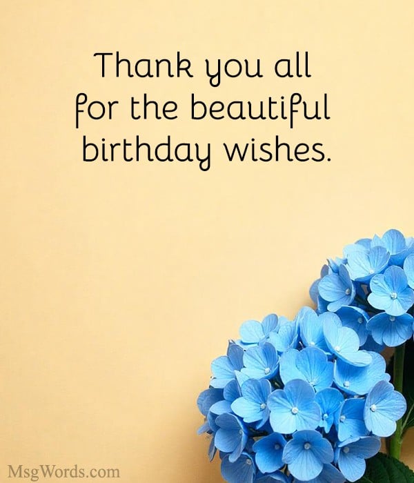 Celebration-themed design featuring thank you messages for family and friends after birthday moments.