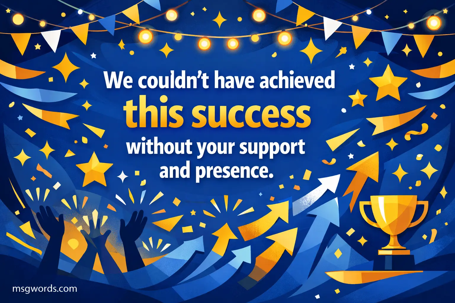 The congratulatory image of the modern apartment design expresses gratitude for the support and presence in the success of the event.