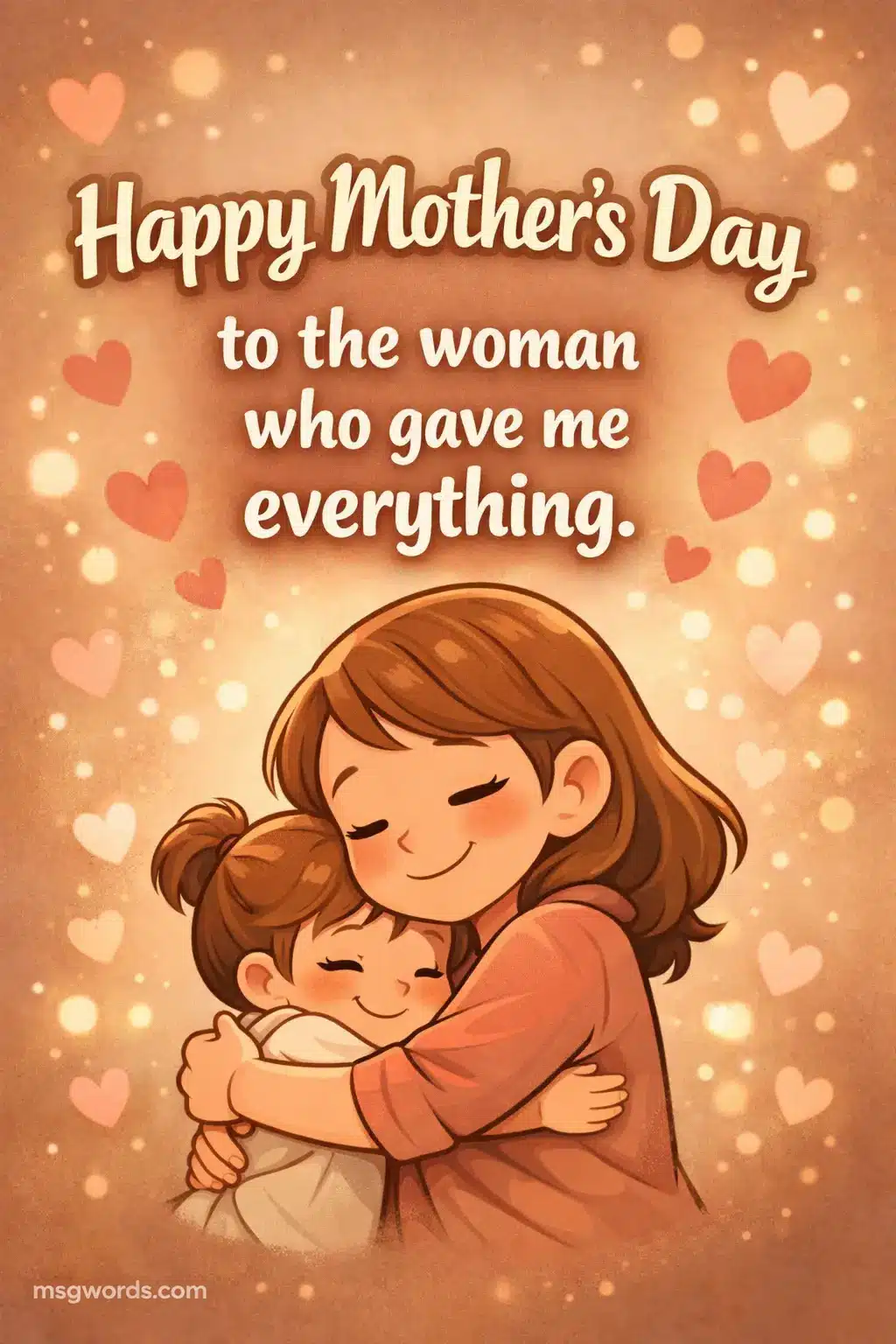 A colorful flat illustration of a confident mother and child facing a hopeful future, representing strength, resilience, and motivation in a heartfelt message.