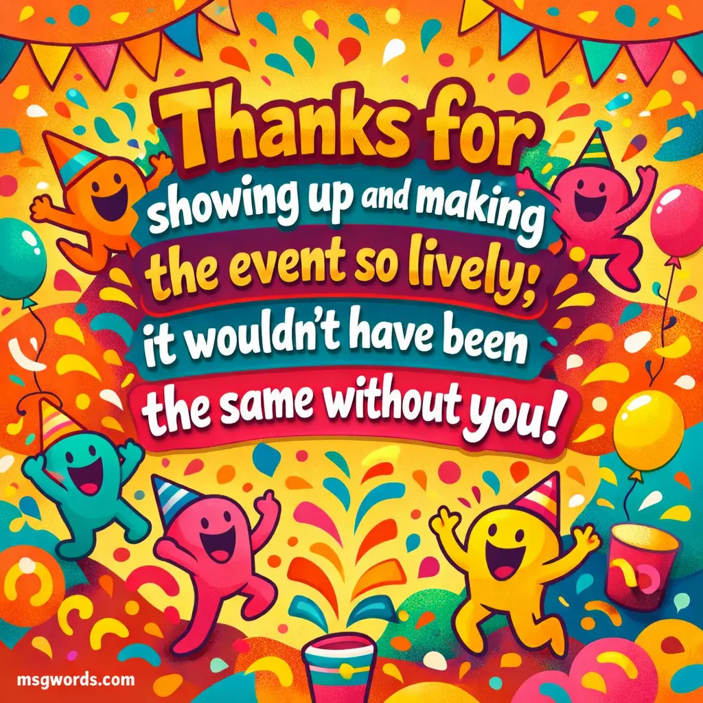 A lively event scene in the style of a colorful cartoon that highlights the admiration of the participants who made the event lively and special.