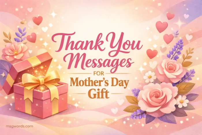 A warm Mother’s Day themed cover illustration featuring a glowing gift box and floral accents, representing gratitude messages and appreciation for moms with a festive and emotional design.