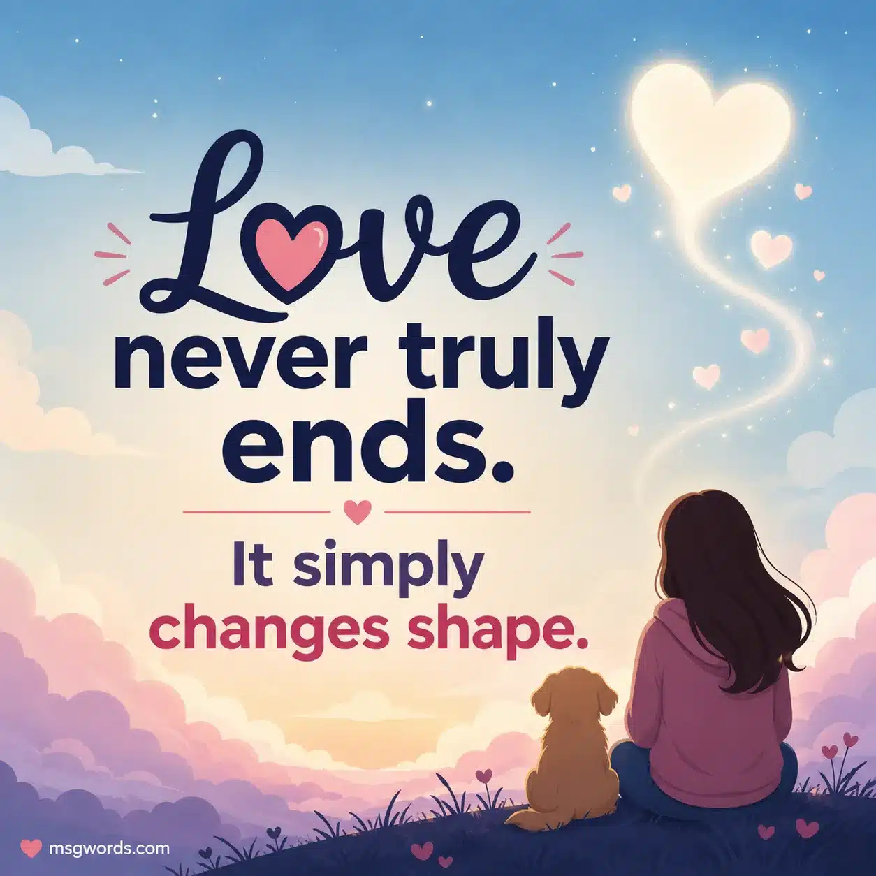 Inspirational grief quote about love never ending