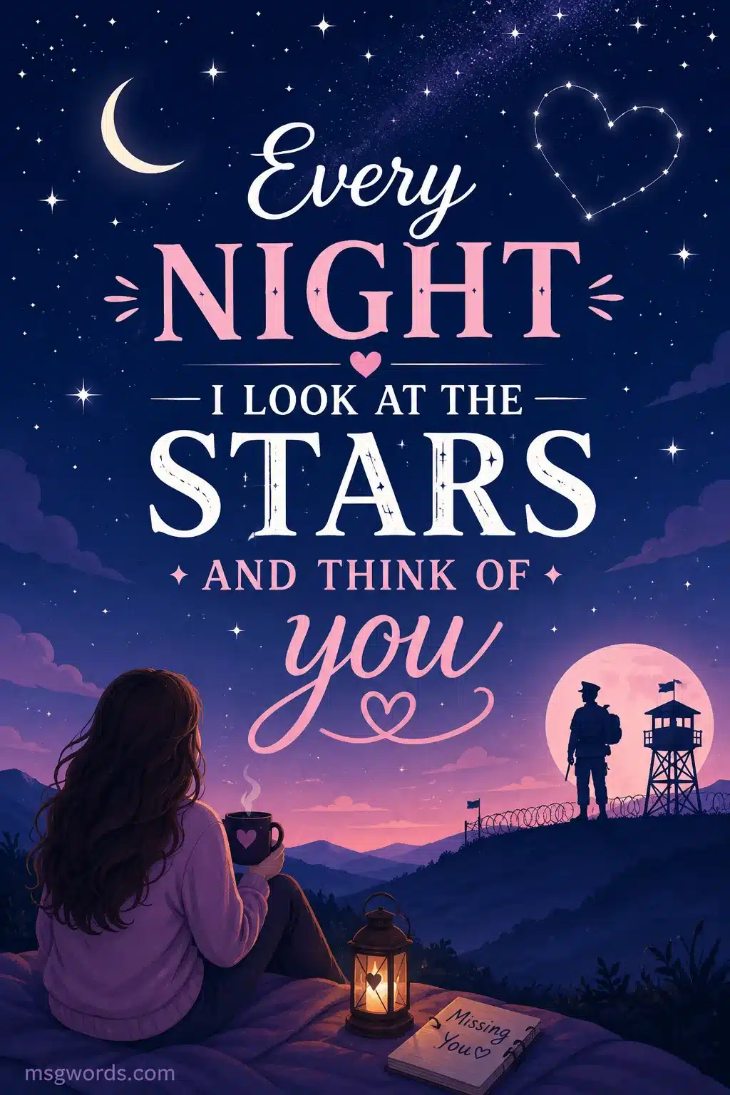 Every night I look at the stars and think of you